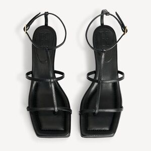Zara Black Strappy Sandals with Square Toe